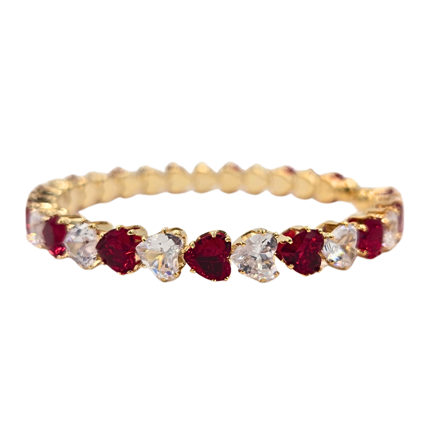 Red & White Heart Jewel Cuff Bracelet