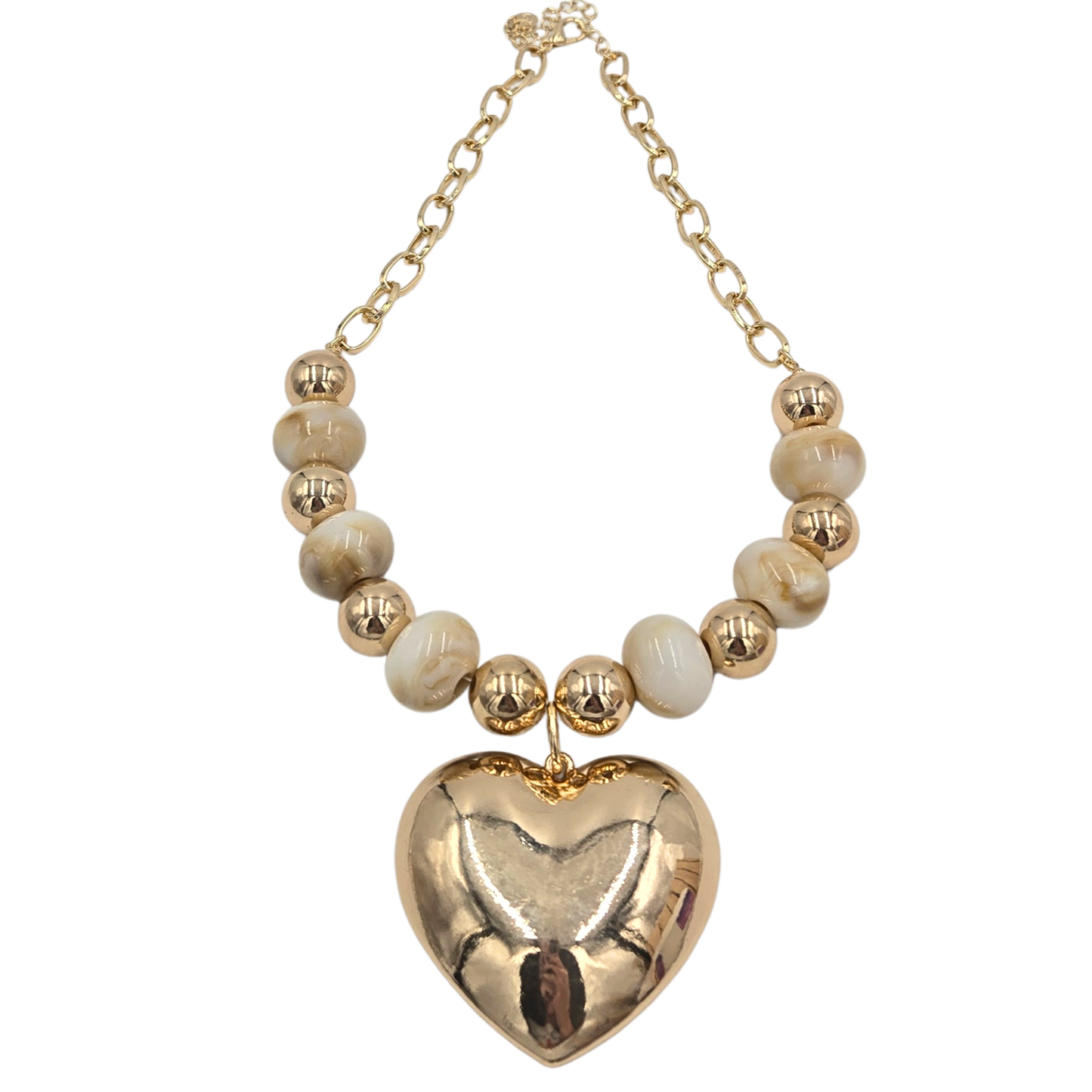 Marble & Gold Heart Pendant Necklace
