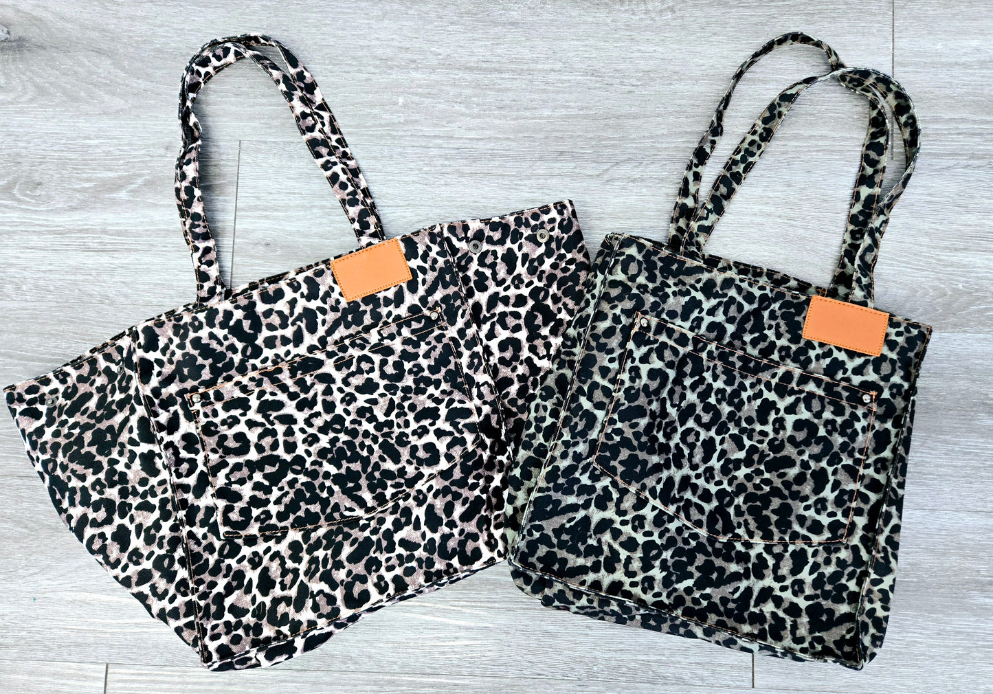 Leopard Jeans Expandable Handbag (2 colors)