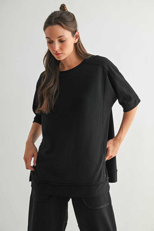 Offset French Terry Short Sleeve Top (Reg.) - 3 Colors