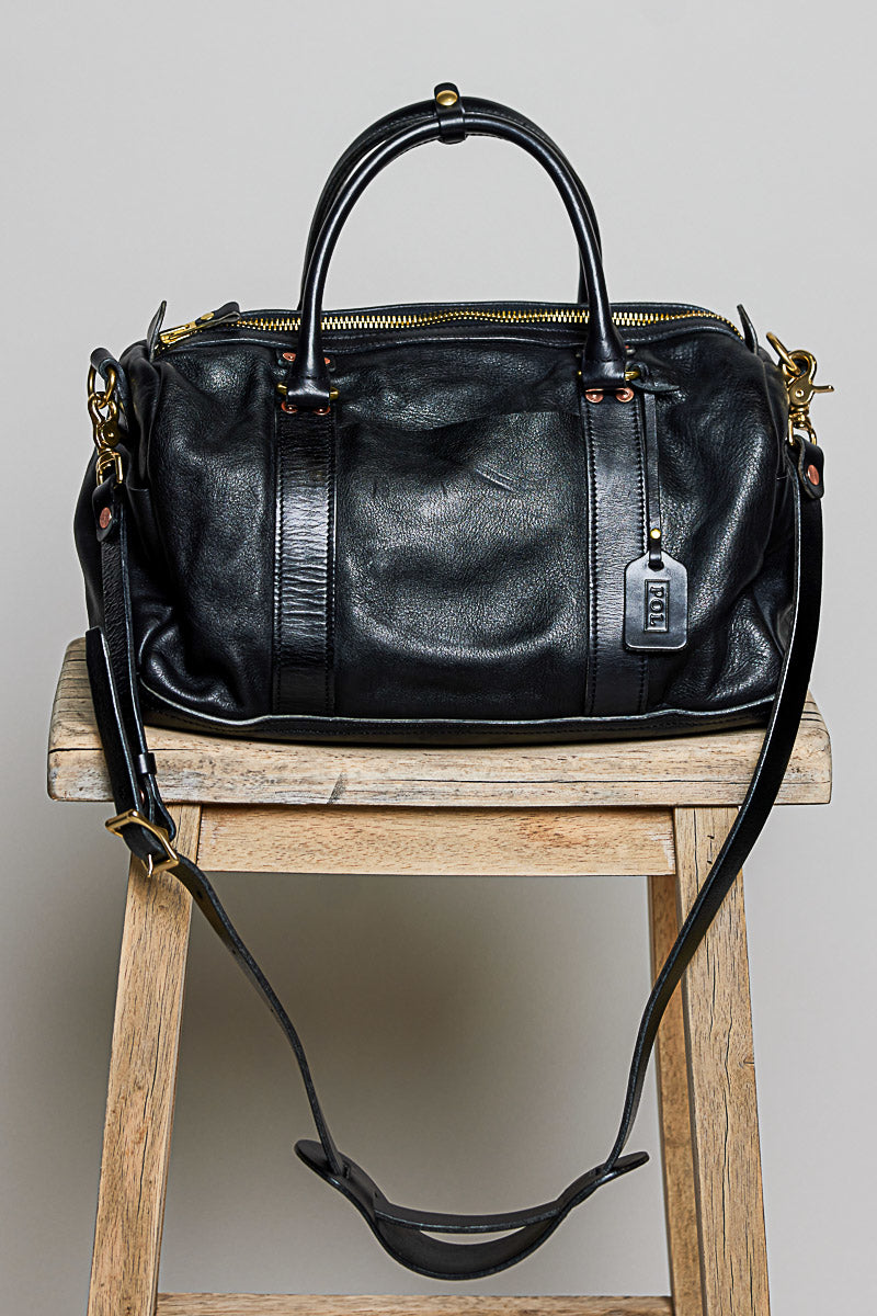 POL Black Cow Leather Duffle Bag