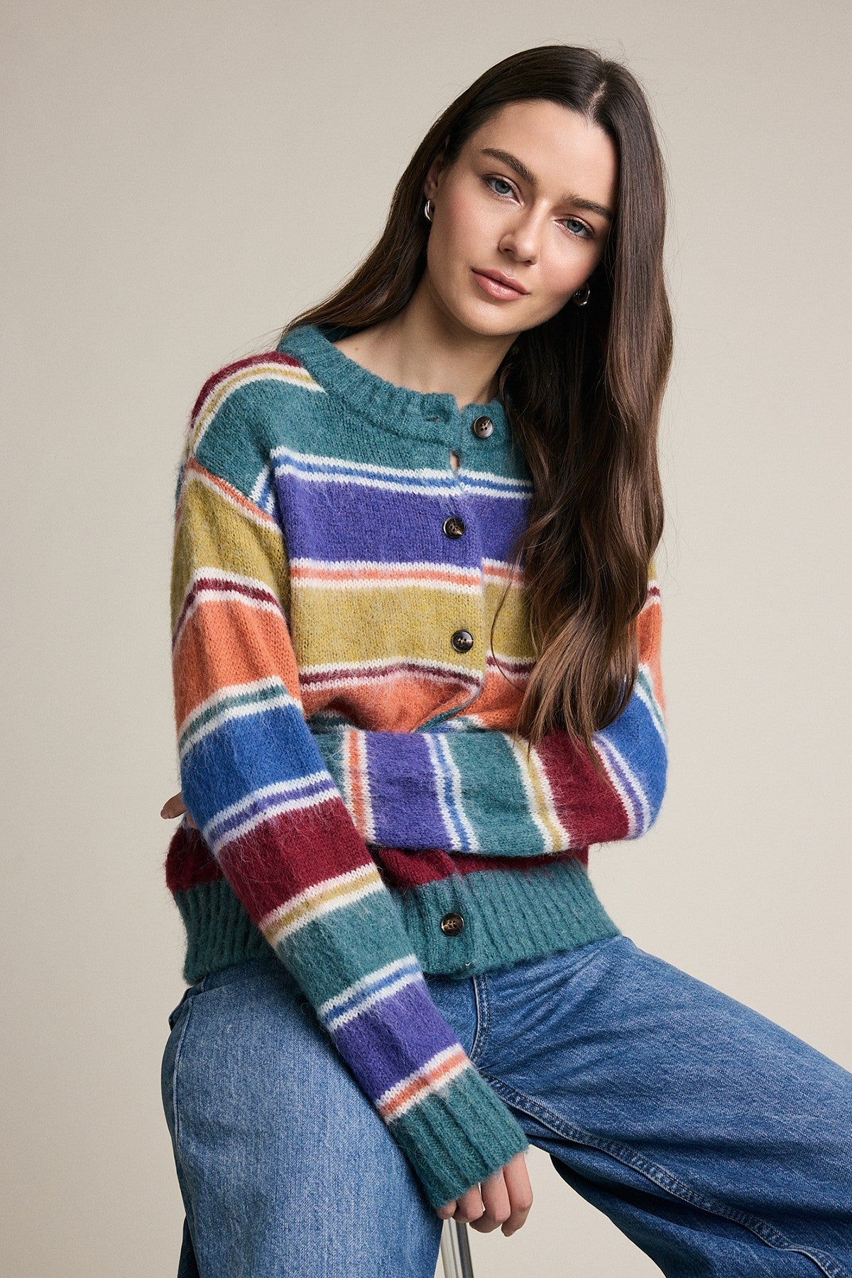 Bold Stripe Knit Sweater Cardigan (Reg.)