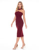 Brown Metallic Teardrop Halter Midi Dress (Reg.)