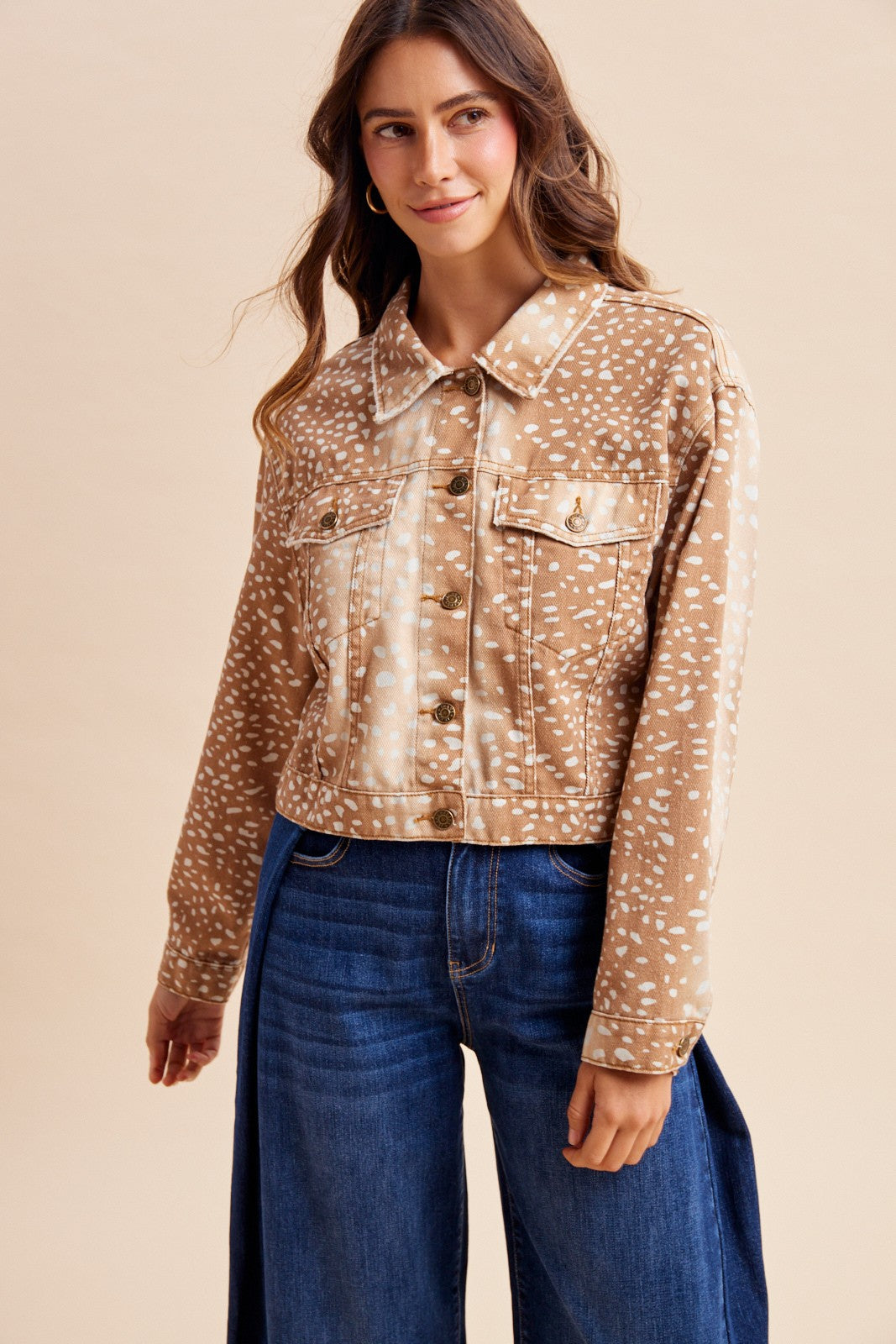 Camel Denim Deer Print Jacket (Reg.)