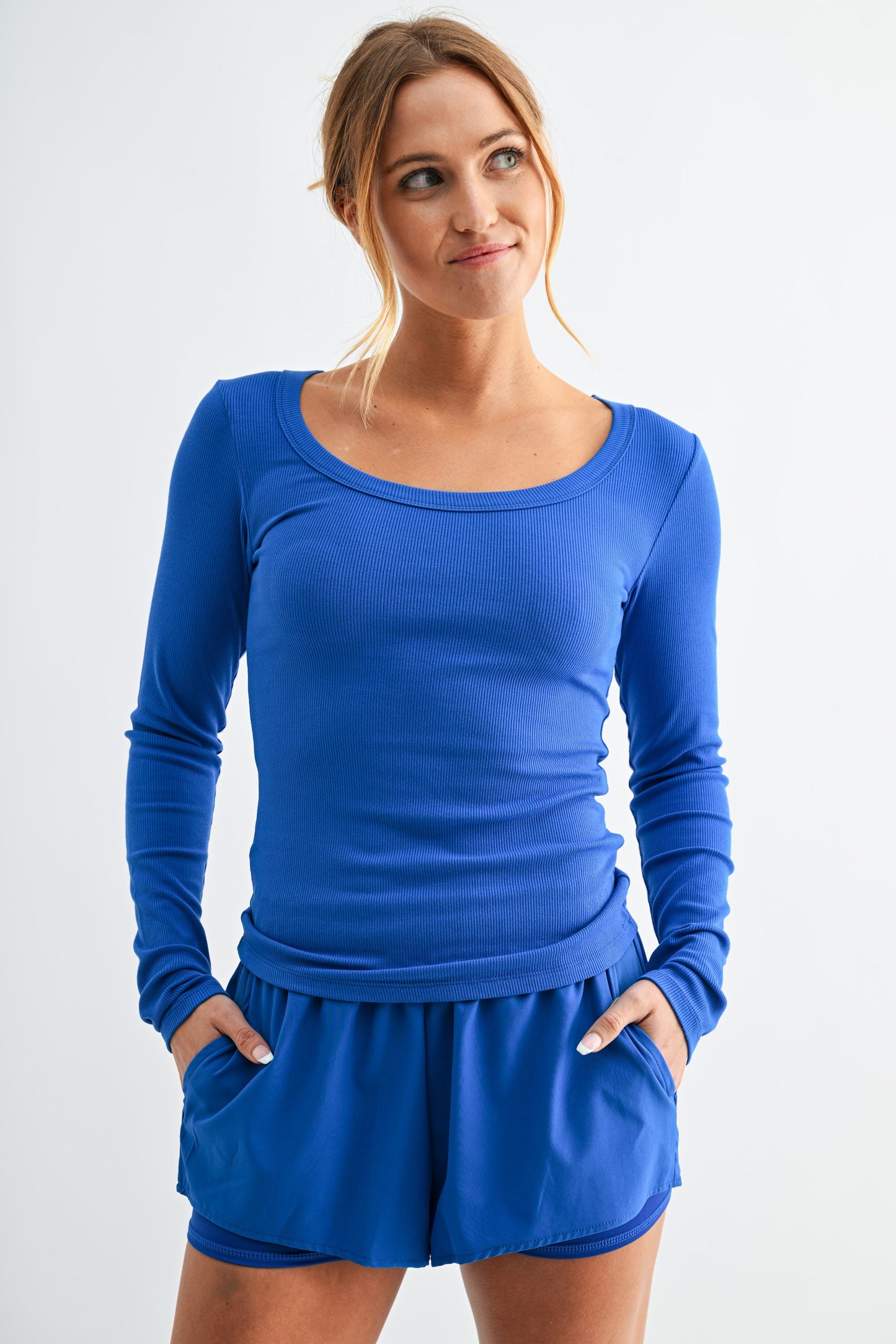 Essential Deep Indigo Basic Body Con Long Sleeve Top (Reg.)