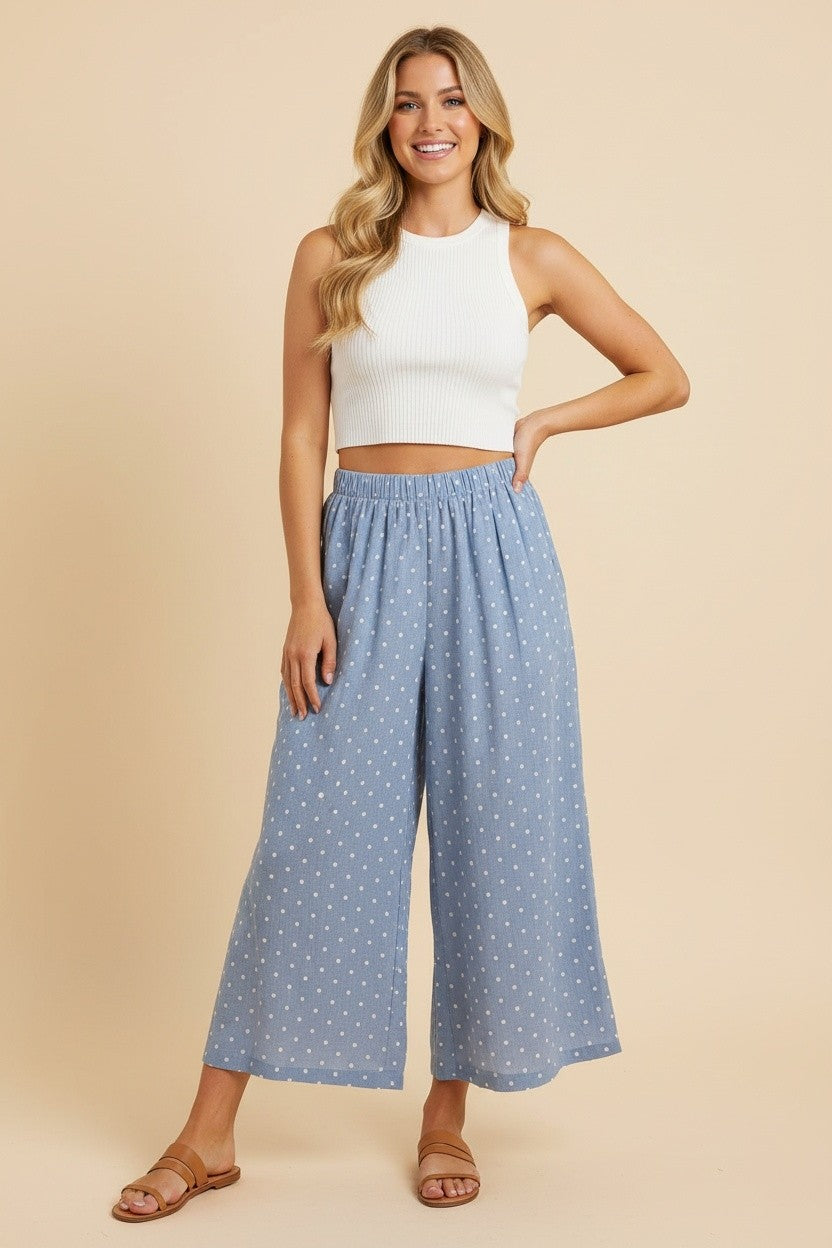 Light Denim Pull On Culottes (Reg & Plus)