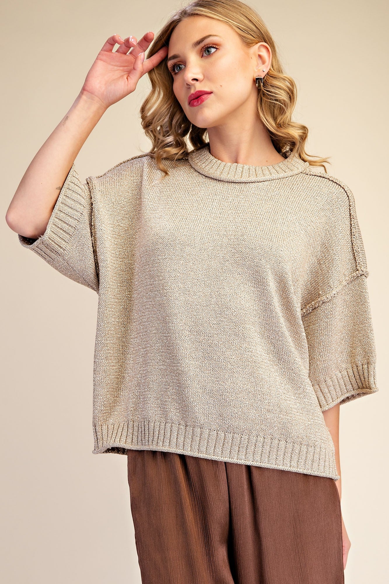 Golden Shimmer Lurex Sweater Top (Reg.)