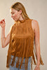 Fringe Suede Mock Neck Top (Reg.)-2 Colors