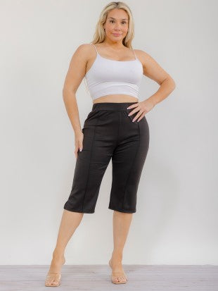 Black Ponti Capri Pants (Plus)