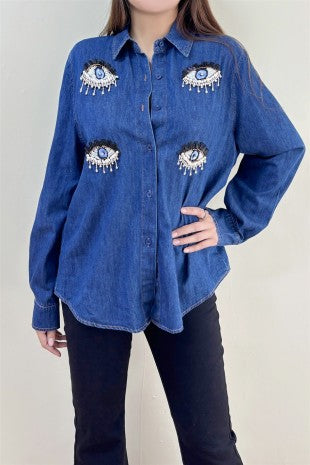 Denim Beaded Eye See You Shirt (Reg.)
