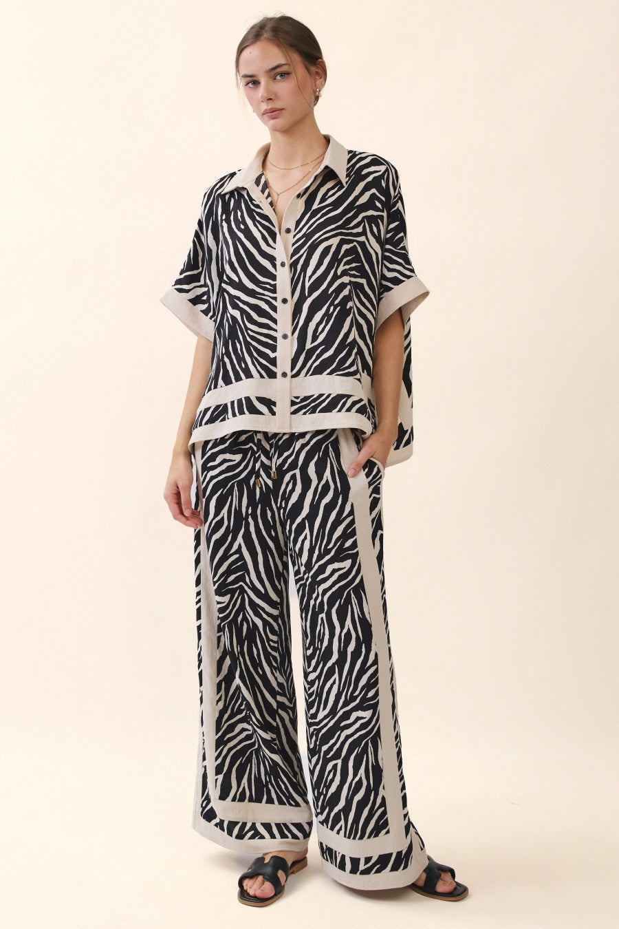 Black Zebra Shirt & Pants Set (Reg & Plus)