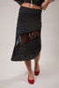 Black/White Polka Dot Asymmetric Midi Skirt (Reg.)