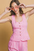 Linen Blend Sleeveless Vest Top (Reg.)-3 Colors