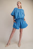 Blue Polka Dot Wide Leg Paperbag Waist Shorts (Reg.)