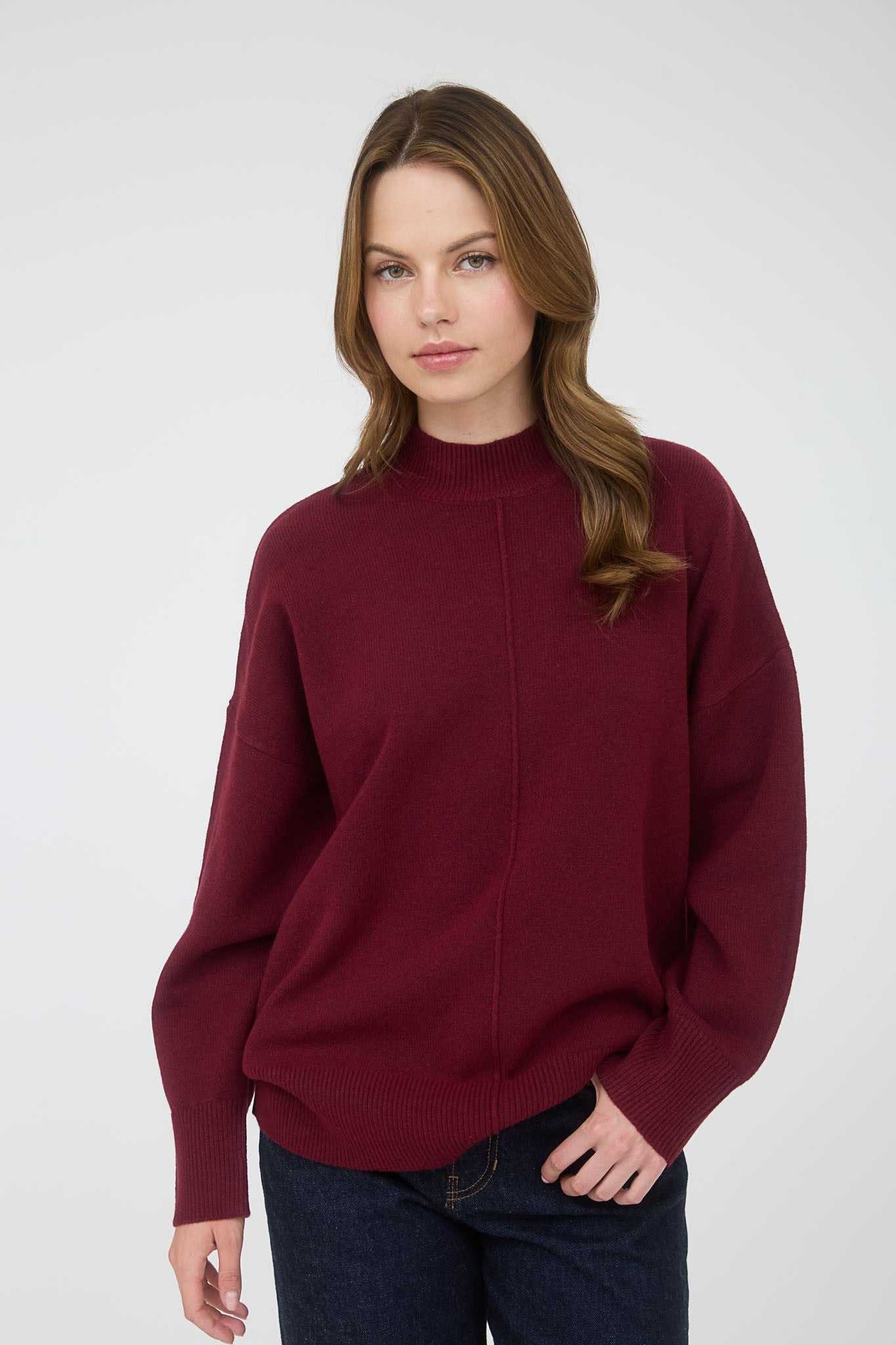 Front Seam Sweater Top (Reg & Plus)-3 Colors