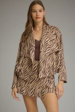 Taupe Zebra Print Open Front Jacket (Reg.)