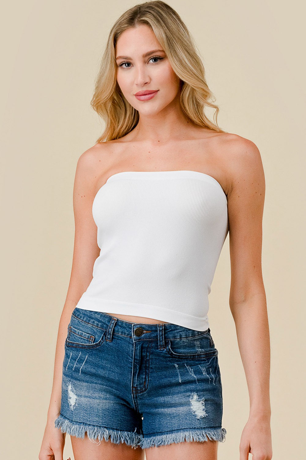 Waist Length Seamless Tube Top (Reg & Plus)-2 Colors