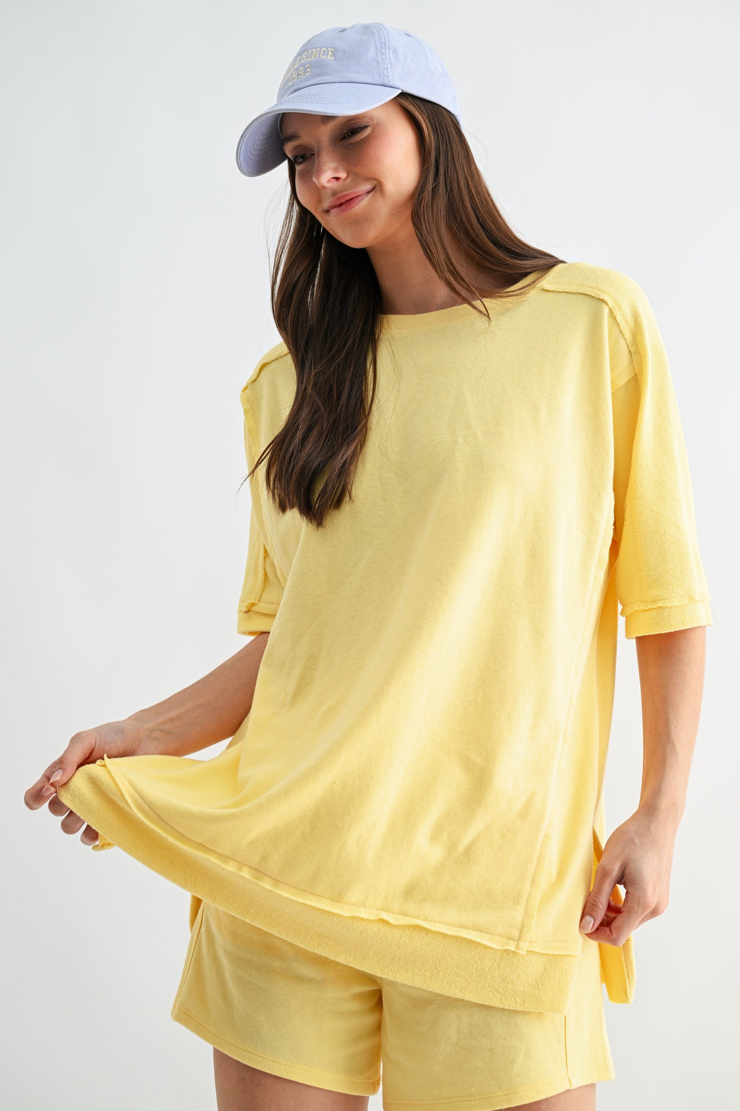 Offset French Terry Short Sleeve Top (Reg.) - 3 Colors