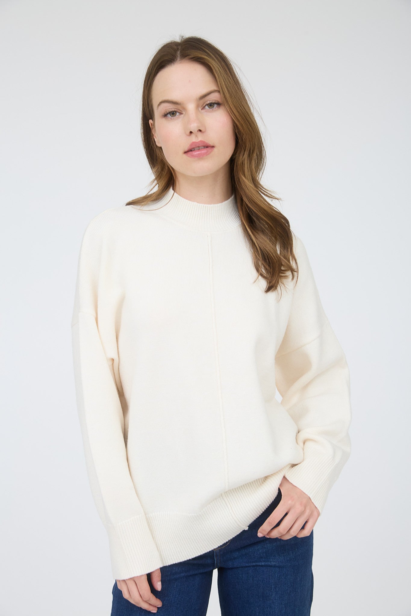 Front Seam Sweater Top (Reg & Plus)-3 Colors