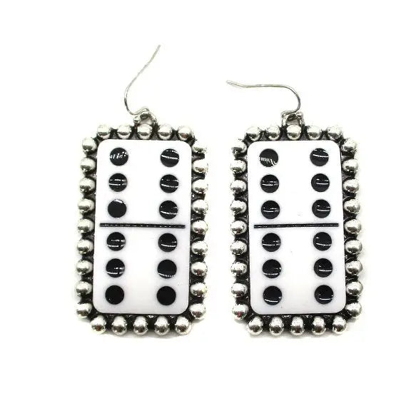 White Domino Dangle Earring