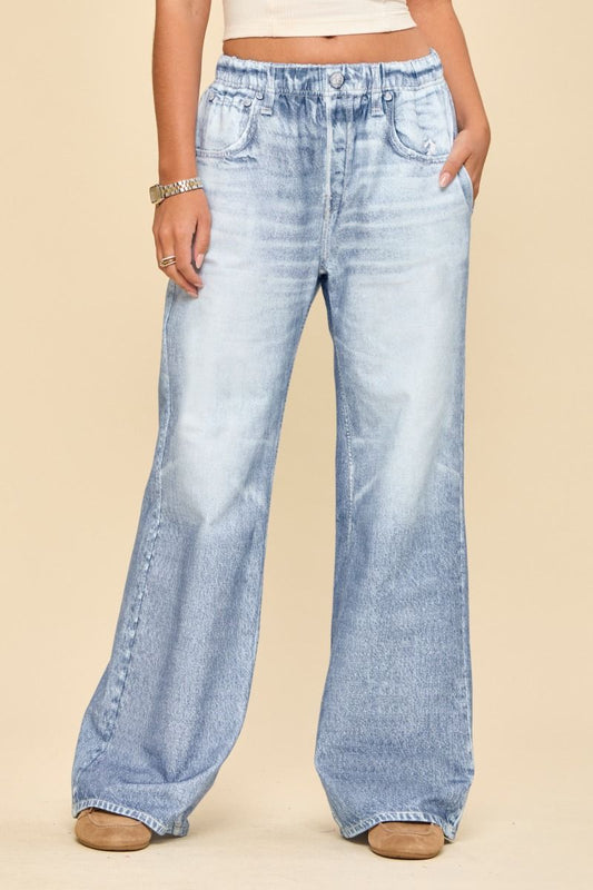Dear Scarlett Light Denim Illusion Wide Leg Pants (Reg. and Plus)