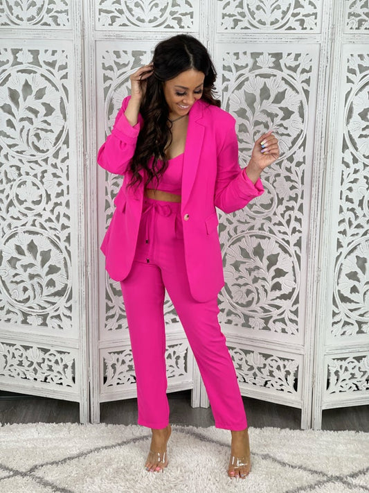 Fuchsia Power Move Cropped Top (Reg & Plus)