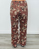 Brown Floral Print Wide Leg Crop Pants (Reg.)