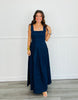 Denim Stretch Pleated Sleeveless Maxi Dress (Reg.)