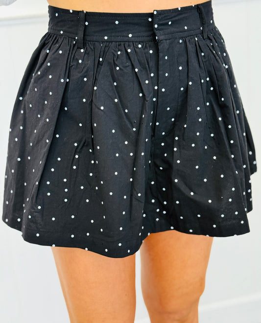 Black Polka Dot Mini Skort (Reg.)