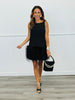 Black Feather Hem Shift Sheer Sleeveless Mini Dress (Reg.)