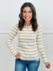 Ivory Striped Long Sleeve Knit Top (Reg. and Plus)