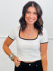 Basic Short Sleeve Ribbed Top (Reg. and Plus) - 2 Colors