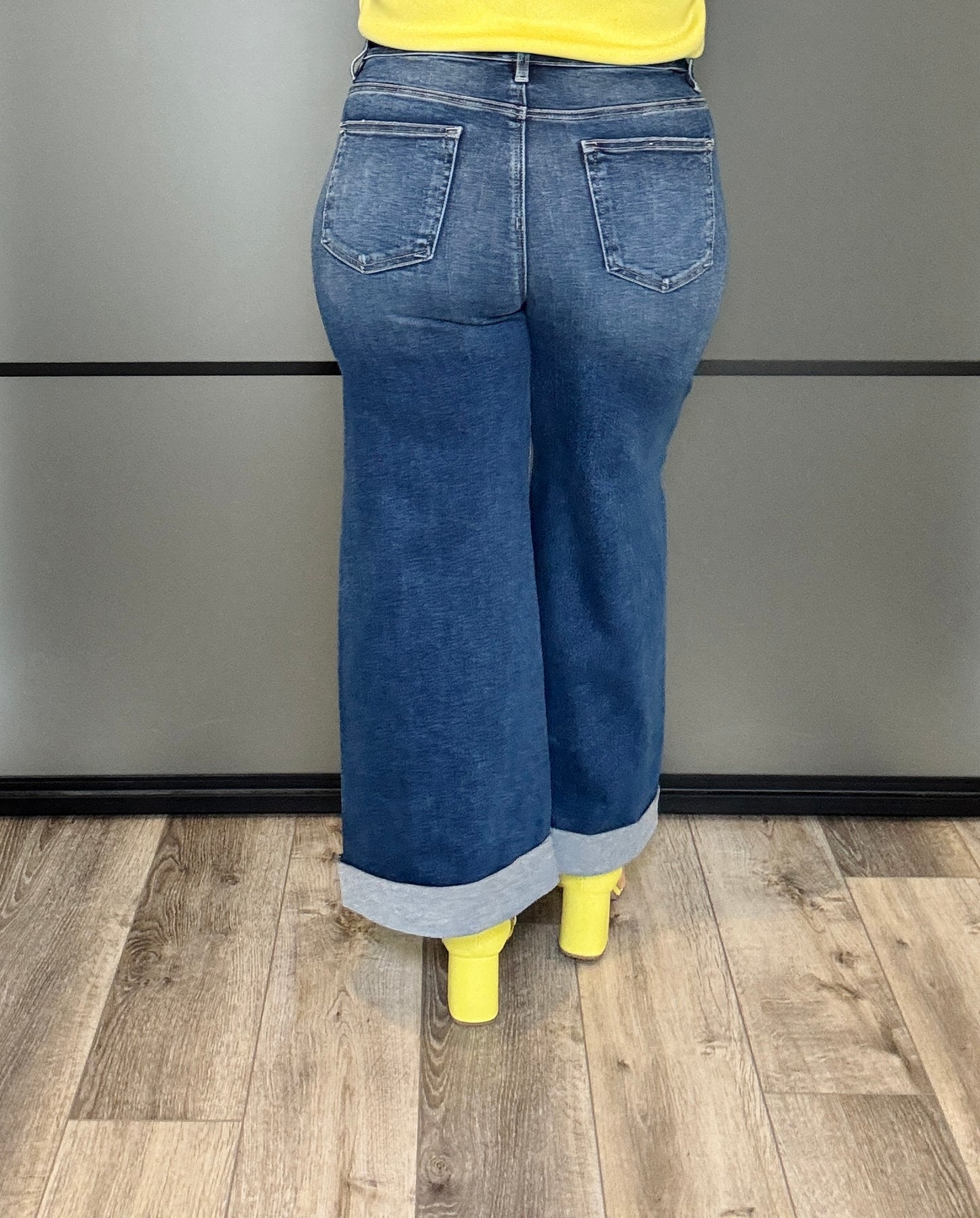 Risen Not Your Average Wide Leg Cuffed Jeans (Reg & Plus)
