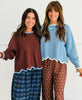 Contrast Trim Scalloped Hem Sweater Top (Reg & Plus) - 2 Colors