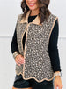 Taupe Cheetah Print Button Up Vest Top (Reg.)