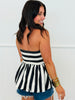 Striped Bubble Hem Babydoll Tube Top (Reg & Plus)-2 Colors