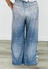 Printed Denim Cheetah Wide Leg Pants (Reg. and Plus)