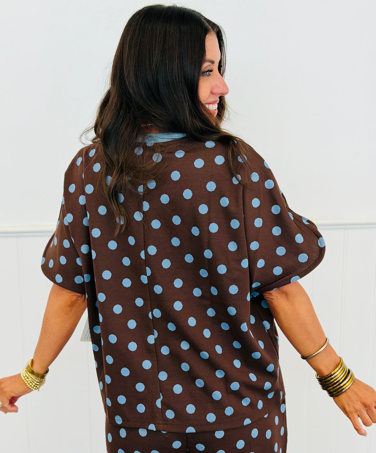 Brown Polka Dot Top & Pants Set (Reg.)