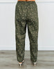Dark Green Ditsy Print Drawstring Barrel Pants (Reg.)