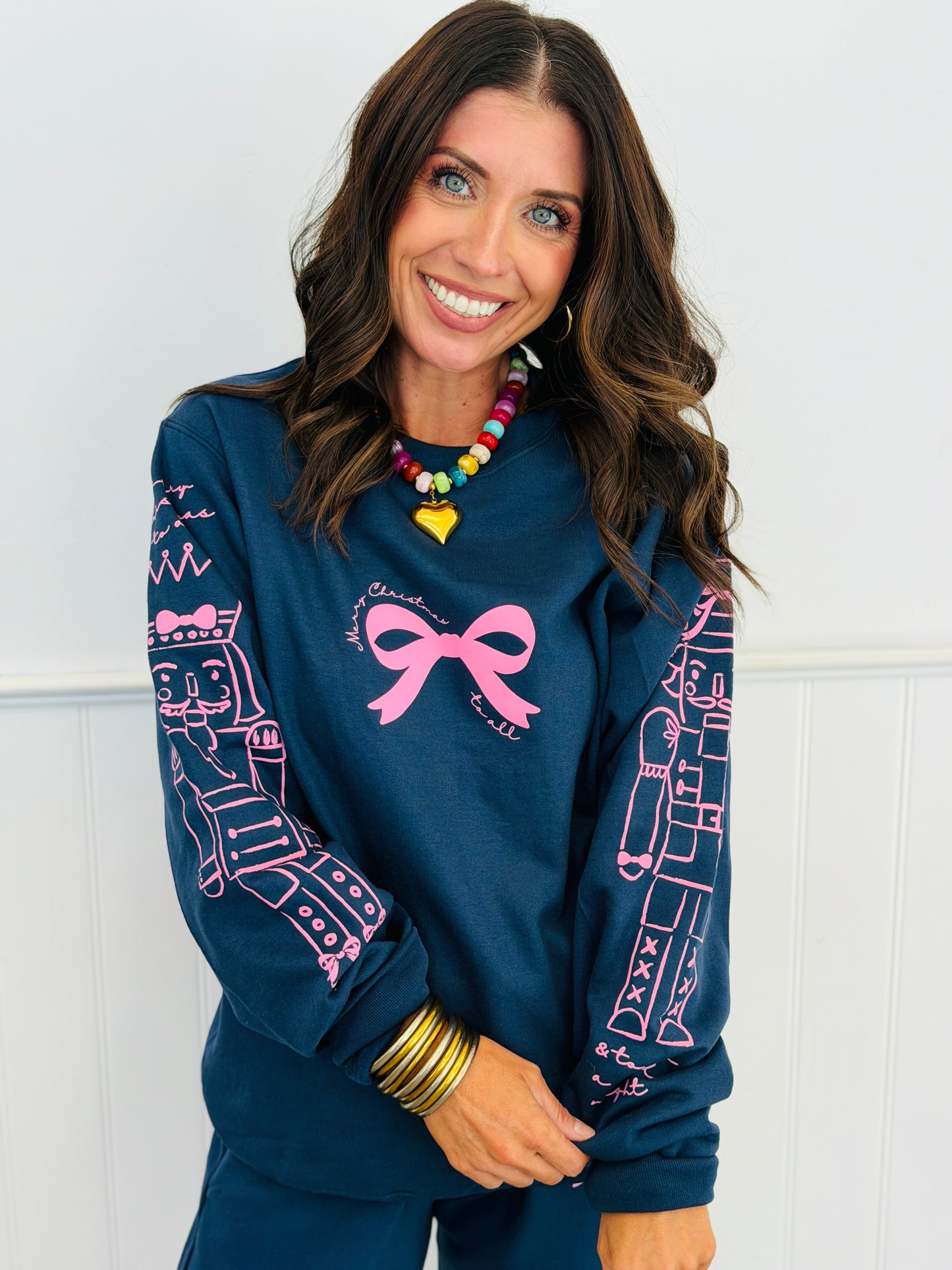 Navy Nutcracker & Bows Sweatshirt (Reg. and Plus)