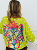 Lime Polka Dot Leopard Crowned & Colorful Pullover Top (One Size)