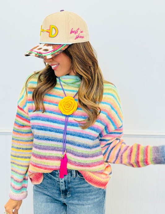 Rainbow Multicolor Striped Sweater Top (Reg.)