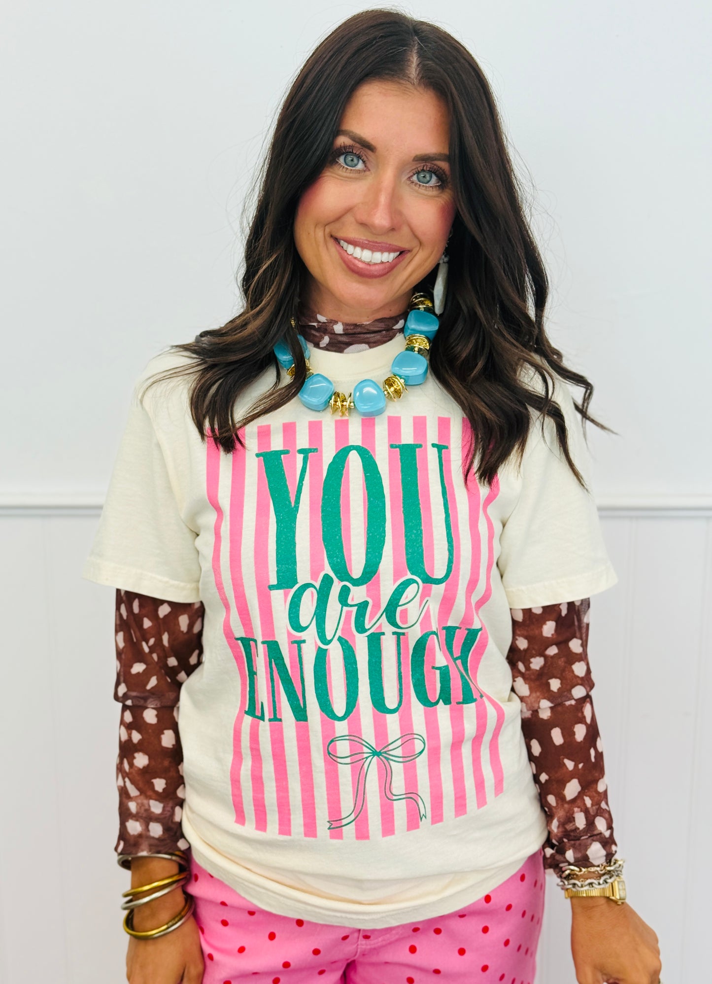 Deer Print Mock Neck Mesh Top (Reg. and Plus)
