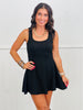 Black Ribbed Flowy Mini Dress (Reg. and Plus)