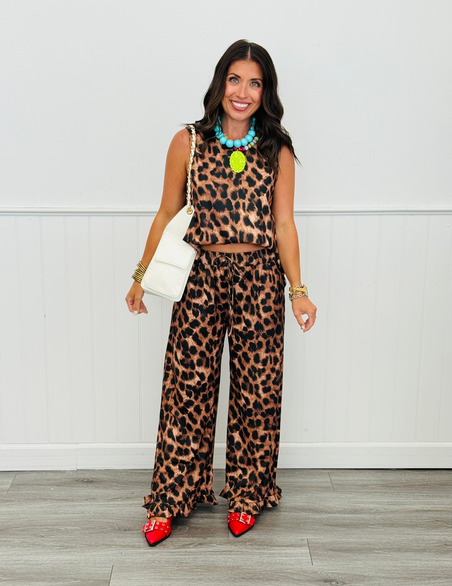 Leopard Print Scoop Back Tank & Pants Set (Reg.)