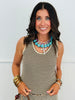 Mocha Striped Tank Top and Pant Set (Reg & Plus)