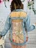 Denim Floral Embroidery Mesh Jacket (Reg & Plus)