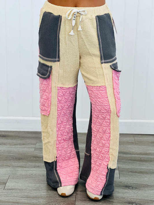 POL Candy Pink/Grey Multi Fabric Pants (Reg.)