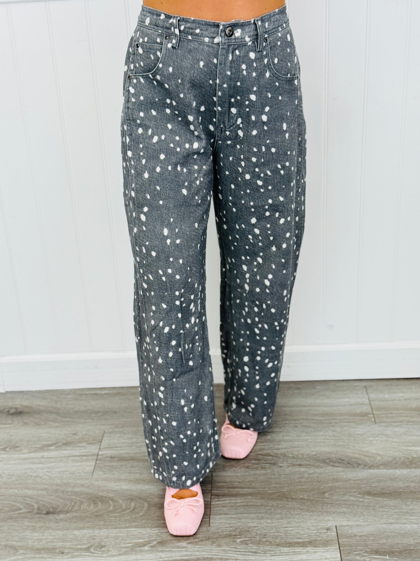 Washed Bambi Print Barrel Pants (Reg.) - 2 Colors