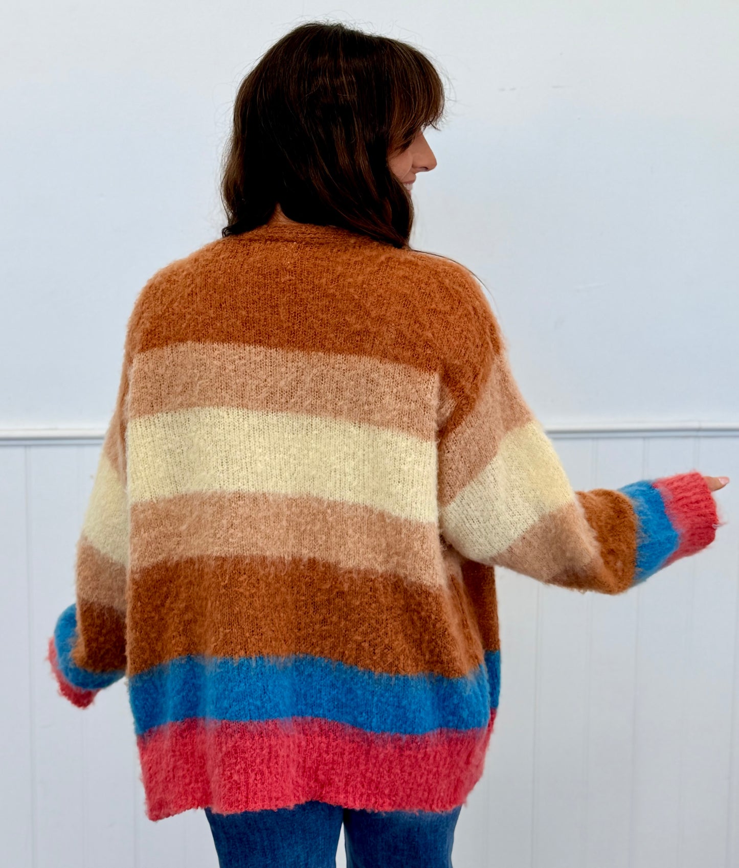 POL Choco Multi Stripe Mohair Sweater Cardigan (Reg.)